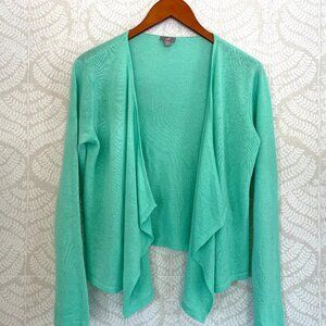 J. Jill Linen Blend Mint Green Open Cardigan/Wrap, Drape Front, Asymmetrical XS